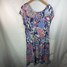 TALBOTS Women's Rayon Cotton Spandex Women's Floral Jersey Casual Dress XL Beach