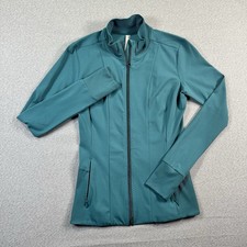 Athleta Jacket Woman s S Teal Shanti Salutation Powervita Full Zip Athletic EUC