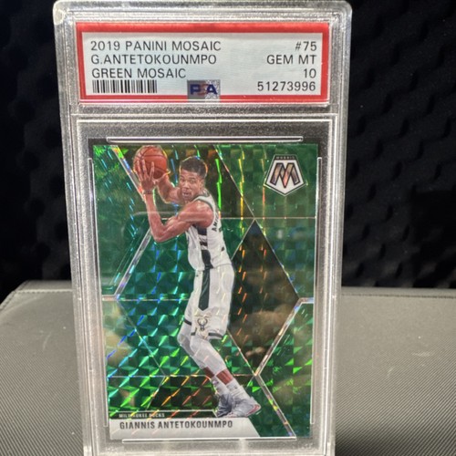 Panini 2019-20 Mosaic Giannis Antetokounmpo #75 Green Mosaic PSA 10 Bucks NBA