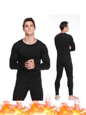 Men's Heavy Duty Thermal Underwear Set, Fleece Lined Base Layer, Warm Long Johns