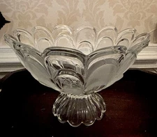 Toscana Bowl by Crystal Clear Industries Pedestal Frosted Clear Centerpiece