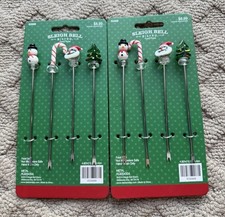 Holiday Christmas Party Swizzle Sticks Cocktail Appetizer Picks Skewer Set Of 2