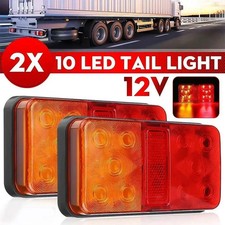1 Pair 10LED Rear Tail Lights Lamps Lorry Truck Trailer Caravan Bus Motorhome