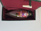 VTG Reverse Painted Santa /Poinsettias Christmas Ornament Teardrop 5 1/2" W/Box — photo 7