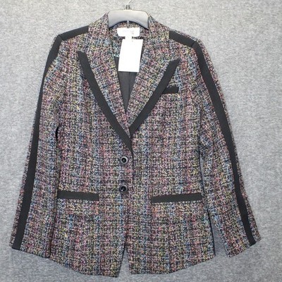 Per Se Tweed Blazer Jacket Size 6 Multi Print NEW