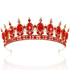 TOBATOBA Red Tiaras and Crowns for Women, Queen of Heart Crown, Crystal Wedding