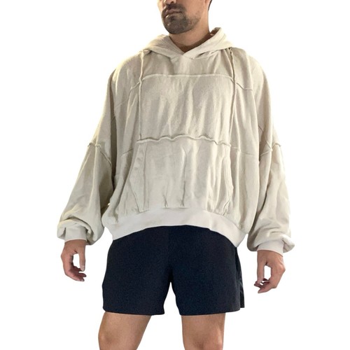 Aerie Oversized Cream Patchwork Hoodie - 2XL - Picture 2 of 4