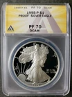 1995 P Proof $1 American Silver Eagle Dollar ANACS PF70 DCAM