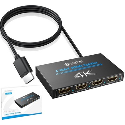 HDMI Splitter 1x4, 4K@30Hz, 3D, HDMI Switch, Compatible with HDTV, Monitors