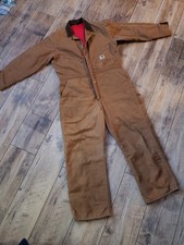 Vintage 1970s/80s Carhartt Duck Canvas Insulated Coveralls Size 42S Red Quilted