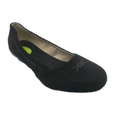 KURU Women's Suede Flats Size 9 Black Comfort Orthopedic Slip On Shoes KURUSOLE