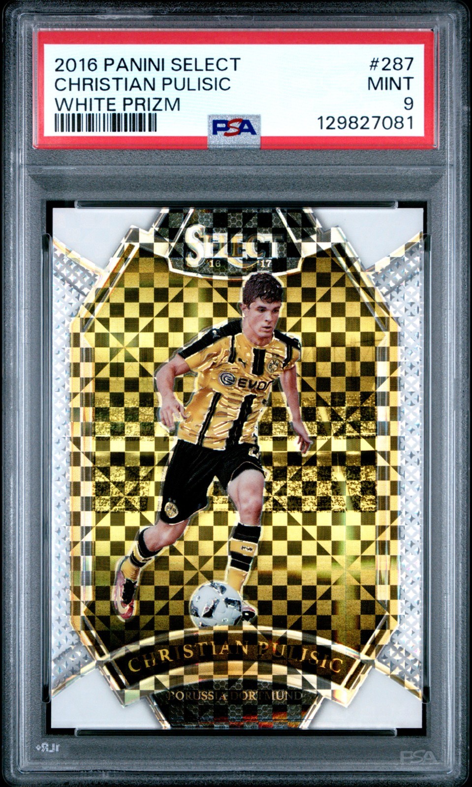 2016 PANINI SELECT #287 CHRISTIAN PULISIC ROOKIE WHITE PRIZM /99 PSA 9 POP 33