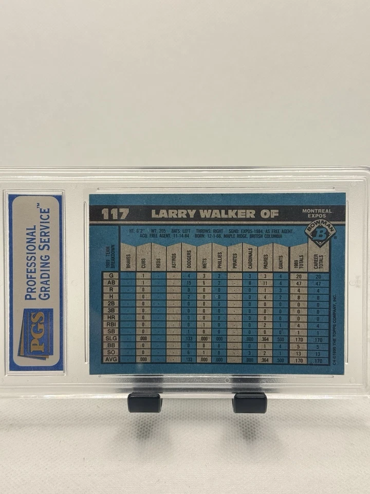 Larry Walker RC 1990 Bowman #117 Montreal Expos PGS 7.5 NM+ - Image 3 of 3