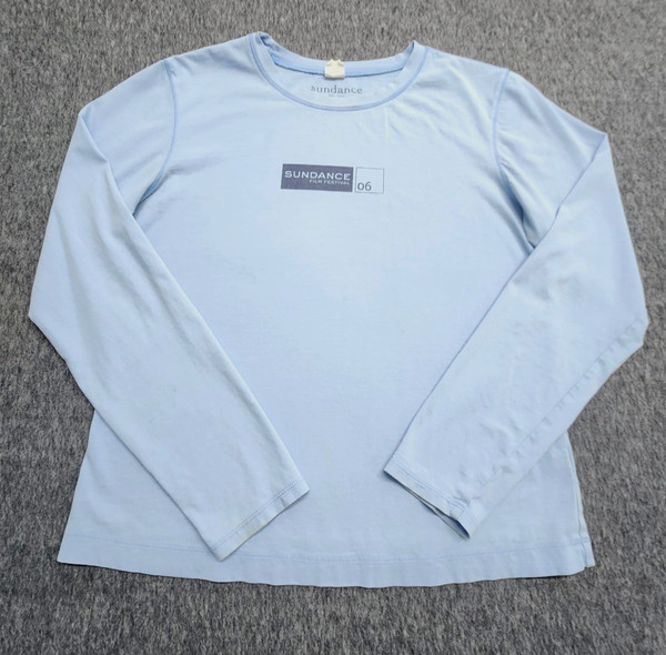 Vtg Sundance Film Festival Shirt Womens Med '06 Blue Long Sleeve Tee Yellowing