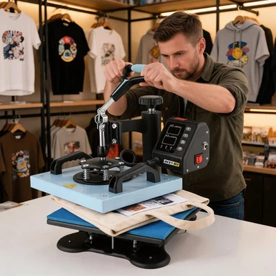 12"x10" Transferpresse Textilpresse Druckmaschine für Textil 650W T-Shirt Presse - Bild 1 von 4
