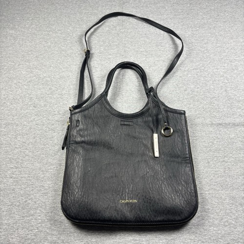 Calvin Klein Gabrianna Purse Side Zip Expandable Bag Black Shoulder Crossbody