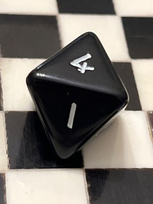 RARE open # 4 vintage d8 sleek opaque black rpg ad&d dice 123123@