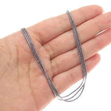 HAGIT GORALI 925 Sterling Silver Vintage Heart Multi-Strand Chain Necklace 18"