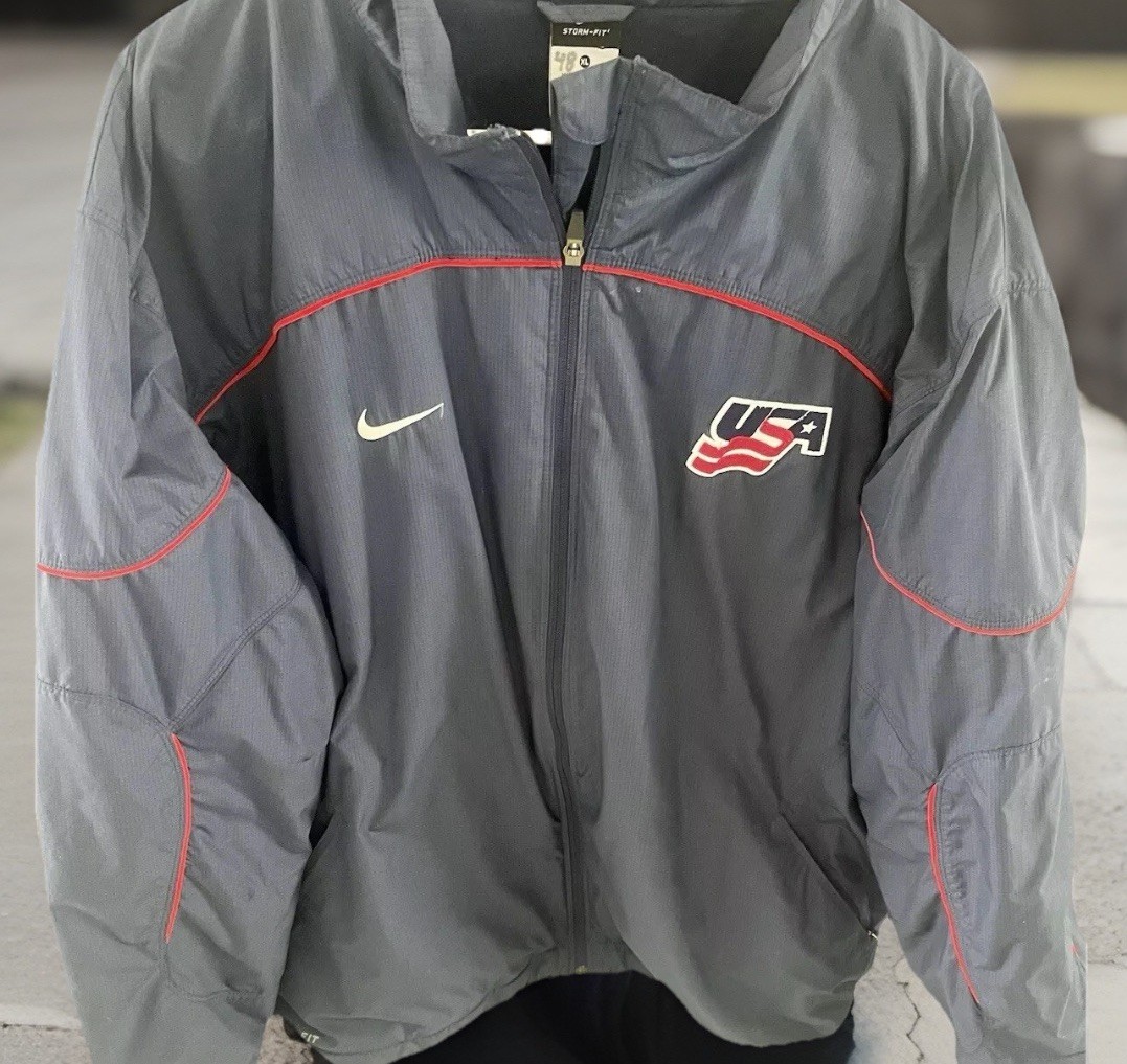 SACAI X NIKE Nike USA Hockey Jacket XL Storm FIT PE Team Issued Track Warm Up Foderata Vintage