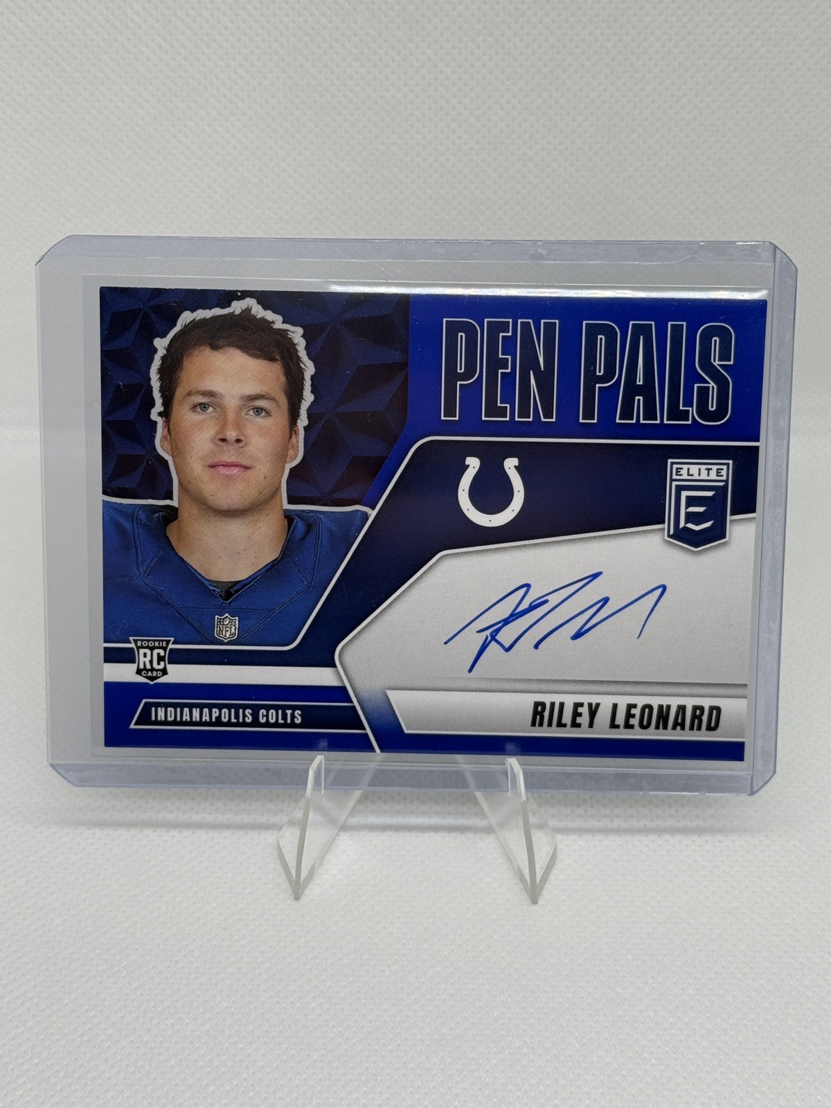 2025 Donruss Elite #PP-RIL - PEN PALS AUTO BLUE Riley Leonard Rookie (RC) Colts