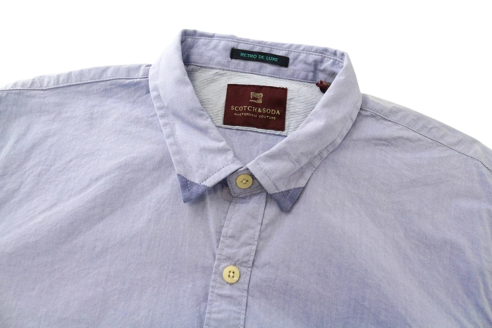 SCOTCH & SODA Ams Couture Chemise Homme S Bleu Coton Pur Manches Longues - Photo 4/4