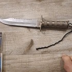 Silver Hunting Knife Fixed Blade Stainless Steel Hollow Metal Handle — photo 1