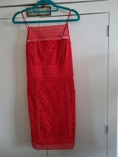 Red Lace Mini Dress Topshop 10 Pencil Straps Stretchy