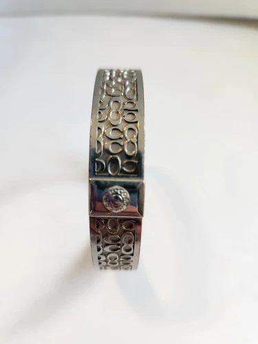 Bracciale Coach Vintage Firma Logo 7 1 2" Argento su Argento