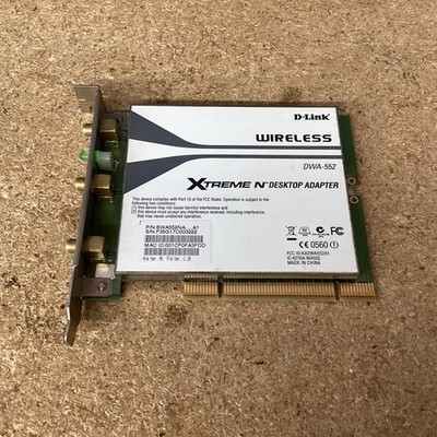   D-Link DWA552RE A3 DWA-552 Xtreme-N Wireless PCI Adapter Desktop No Antenna s