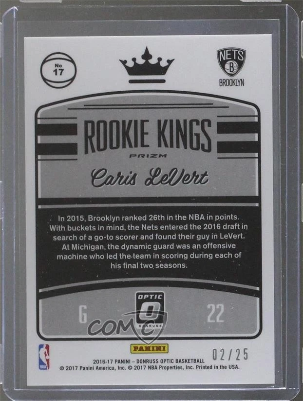 2016-17 Panini Donruss Optic Rookie Kings Pink Prizm /25 Caris LeVert #17 RC - Image 2 of 2