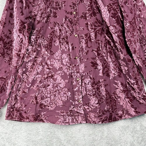 Camisa Soft Surroundings Terciopelo Burnout Para Mujer L Púrpura Abotonada Capricho - Imagen 3 de 10
