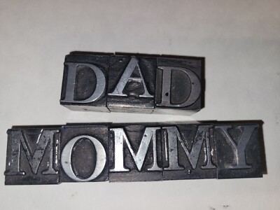 Antique Vintage Metal Letters Dad and Mommy Print Shop Lettering 8 ...
