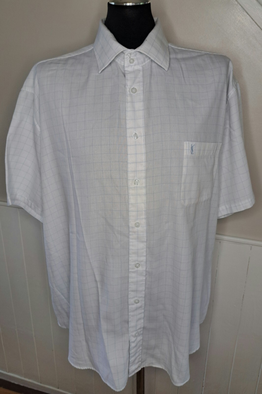 Camicia da uomo Yves Saint Laurent a maniche corte ricamato logo ysl taglia XXL