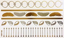 Tattoo Gold Silver Disposable Adhesive Flash Temporary 43teile Armband Chain Wow