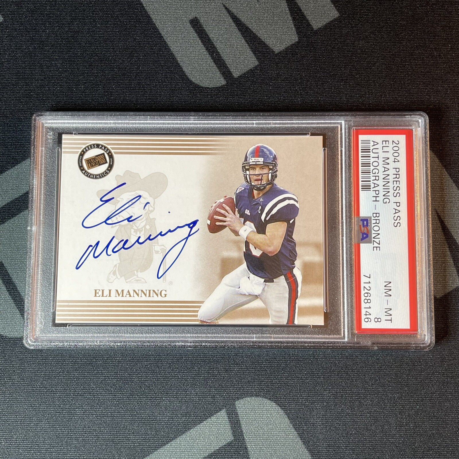 Eli Manning Press Pass # Autograph-Bronze
