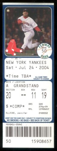 2004 July 24th Red Sox Yankees Full Ticket Arod Versus Varitek Fight Fenway Park