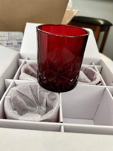 New Pottery Barn Westwood Double Old Fashioned Glasses, Set of 4 - Red - Picture 1 of 6