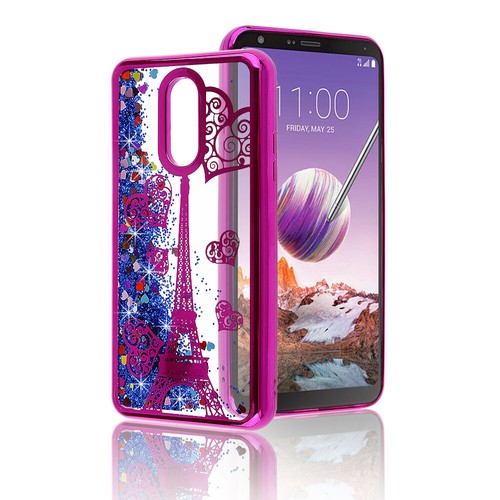 For LG Stylo 5 - Waterfall Chrome Glitter Liquid Design Armor TPU Cover Case - Picture 2 of 31