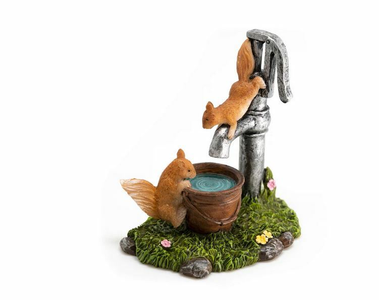 Curious Squirrels at Water Bucket Cake Topper