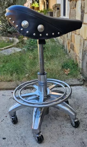 Motorcycle Saddle Seat Biker Swivel Bar Stool Harley Davidson Style Rolling