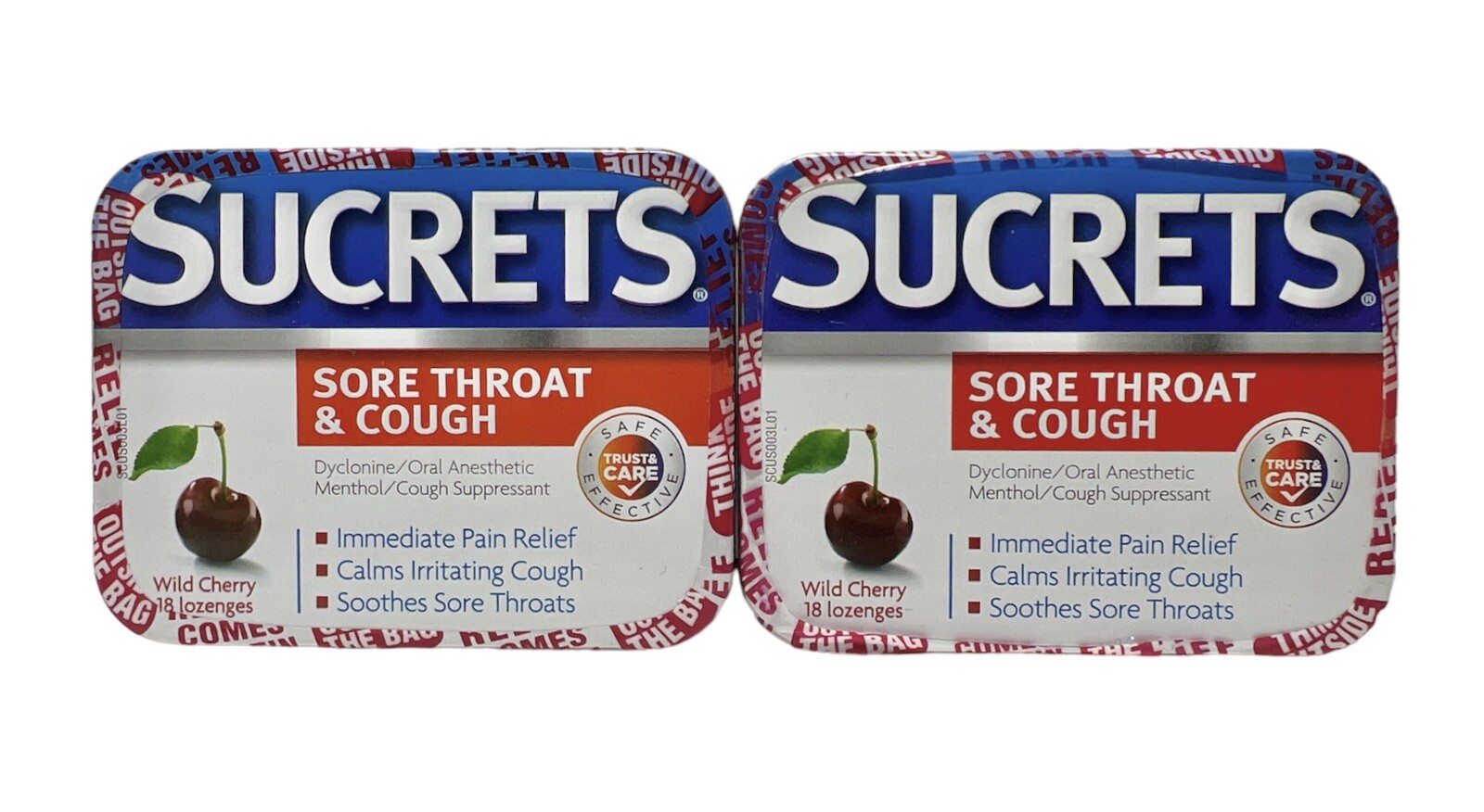 (2) NEW Sucrets Wild Cherry Sore Throat & Cough Drops 18 Ct Lozenges