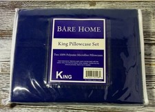 Bare Home Microfiber King Size Pillowcases Estate Blue 2 Brand New