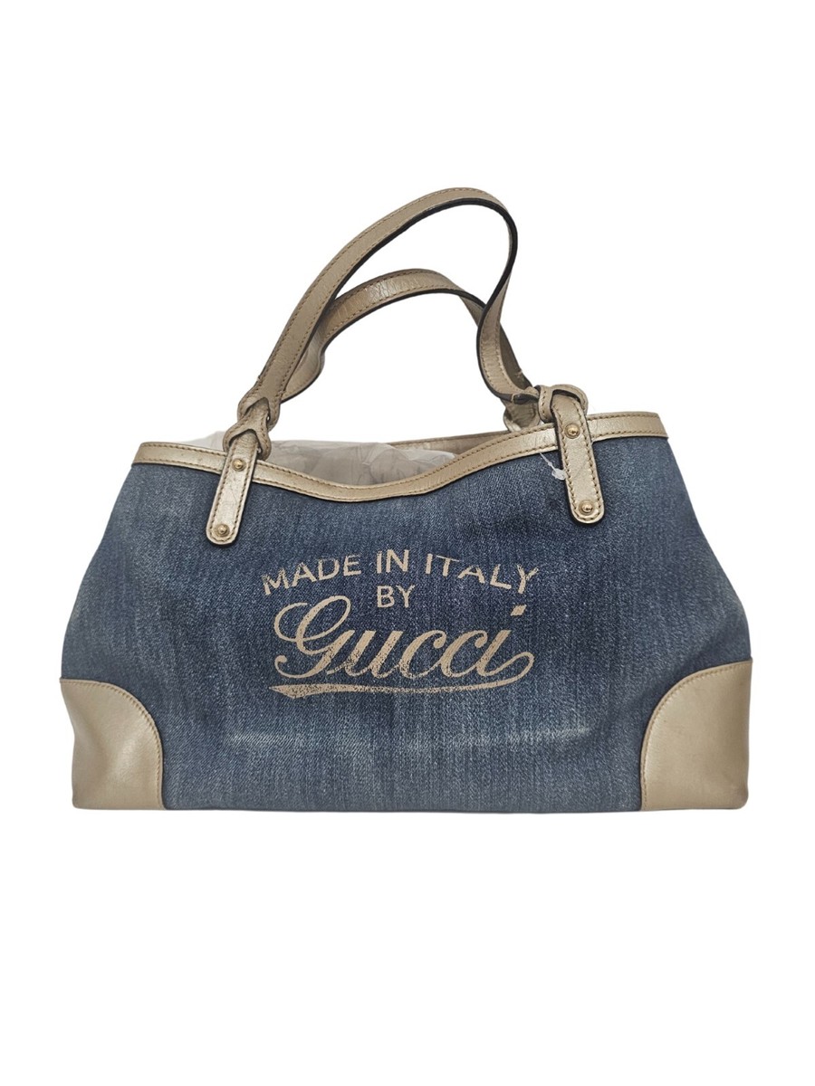 Gucci ネイビー　デニム　バッグ GUCCI Pre-owned Blue Denim Craft Tote Bag | eBay