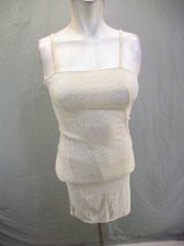 FOREVER 21 Size M Womens Yellow Lurex Stretch Open Back Short Bodycon Dress 503