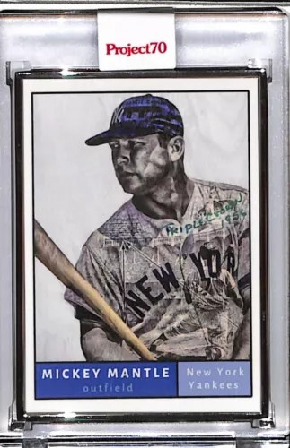 2021 TOPPS PROJECT 70 #473 MICKEY MANTLE BY LAUREN TAYLOR AP SILVER FRAME 02/51