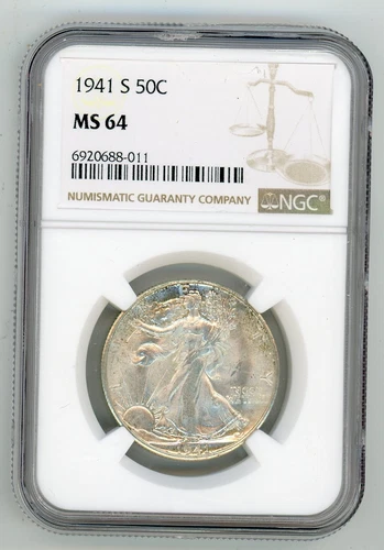 1941-s Walking Liberty Half dollar 50 cents NGC MS 64