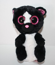 Ty Beanie Boos Flora Plush Skunk Black  White Lg Eyes 6" Stuffed Animal Toy