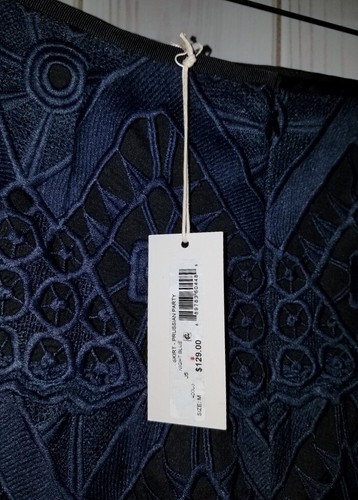 NWT $129 Mika Mindel M Skirt Midnight Navy Blue Crochet mini Sexy Fancy Party - Picture 9 of 12