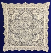 Ivory Lace Table Topper Tablecloth Savoy 36 x 36 Cotton Blend Livingroom Bedroom