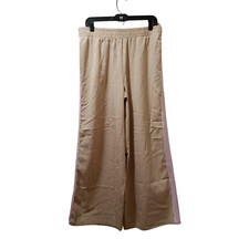 Forever 21 Two-Tone Twill Wide-Leg Pants Women  s Large Beige Pink Elastic Waist